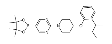 2-[4-(2-sec-butylphenoxy)piperidin-1-yl]-5-(4,4,5,5-tetramethyl-1,3,2-dioxaborolan-2-yl)pyrimidine结构式