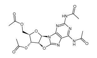2,6-diacetamido-8,2'-anhydro-8-hydroxy-9-(3,5-O-diacetyl-β-D-arabinofuranosyl)purine Structure