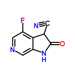 4-Fluoro-2-oxo-2,3-dihydro-1H-pyrrolo[2,3-c]pyridine-3-carbonitrile结构式