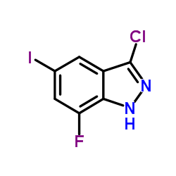 3-Chloro-7-fluoro-5-iodo-1H-indazole结构式