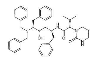 (2S,3S,5S)-2-N,N-dibenzylamino-3-hydroxy-5-(2S-(2-oxotetrahydropyrimidin-2-yl)-3-methylbutanoyl)amino-1,6-diphenylhexane Structure