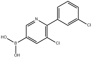 5-Chloro-6-(3-chlorophenyl)pyridine-3-boronic acid结构式