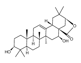 3β,16β,21β-Trihydroxyolean-12-en-28-oic acid γ-lactone结构式