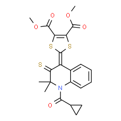 dimethyl 2-(1-(cyclopropylcarbonyl)-2,2-dimethyl-3-thioxo-2,3-dihydro-4(1H)-quinolinylidene)-1,3-dithiole-4,5-dicarboxylate结构式