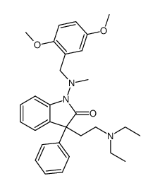 3-(2-diethylamino-ethyl)-1-[(2,5-dimethoxy-benzyl)-methyl-amino]-3-phenyl-1,3-dihydro-indol-2-one结构式
