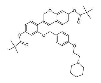 5-(4-(2-(piperidin-1-yl)ethoxy)-phenyl)-5,11-dihydrochromeno[4,3-c]chromene-2,8-diyl-bis(2,2-dimethylpropanoate)结构式