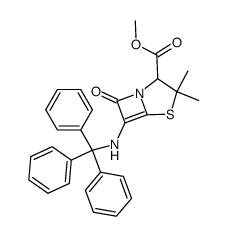 3,3-dimethyl-7-oxo-6-tritylamino-4-thia-1-aza-bicyclo[3.2.0]hept-5-ene-2-carboxylic acid methyl ester结构式