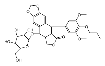 (5R,5aα)-5,8,8aβ,9-Tetrahydro-9β-(β-D-glucopyranosyloxy)-5β-(3,5-dimethoxy-4-propoxyphenyl)furo[3',4':6,7]naphtho[2,3-d]-1,3-dioxol-6(5aH)-one结构式