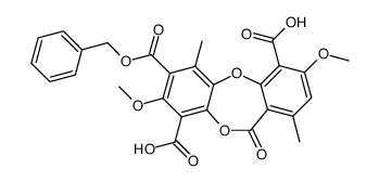 7-benzyloxycarbonyl-3,8-dimethoxy-1,6-dimethyl-11-oxo-11H-dibenzo(b,e)(1,4)dioxepin-4,9-dicarboxylic acid结构式