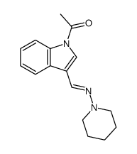 1-{3-[(Z)-Piperidin-1-yliminomethyl]-indol-1-yl}-ethanone结构式