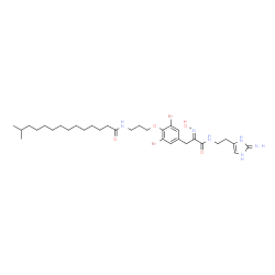 N-[2-(2-Amino-1H-imidazol-4-yl)ethyl]-3,5-dibromo-α-(hydroxyimino)-4-[3-[(13-methyl-1-oxotetradecyl)amino]propoxy]benzenepropanamide structure