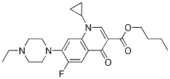 3-Quinolinecarboxylic acid, 1-cyclopropyl-7-(4-ethyl-1-piperazinyl)-6-fluoro-1,4-dihydro-4-oxo-, butyl ester structure