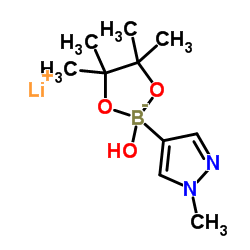 Lithium [2,3-dimethyl-2,3-butanediolato(2-)-κ2O2,O3](hydroxy)(1-methyl-1H-pyrazol-4-yl)borate(1-)结构式