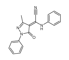 2-phenylamino-2-(1,5-dihydro-3-methyl-5-oxo-1-phenyl-4H-pyrazol-4-ylidene)ethanenitrile结构式