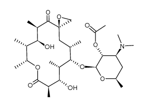 (2S,3R,4S,6R)-2-(((3R,5R,6S,7R,8R,11R,12S,13S,14S,15S)-6,12-dihydroxy-5,7,8,11,13,15-hexamethyl-4,10-dioxo-1,9-dioxaspiro[2.13]hexadecan-14-yl)oxy)-4-(dimethylamino)-6-methyltetrahydro-2H-pyran-3-yl acetate结构式