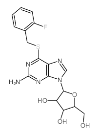 2-[2-amino-6-[(2-fluorophenyl)methylsulfanyl]purin-9-yl]-5-(hydroxymethyl)oxolane-3,4-diol structure