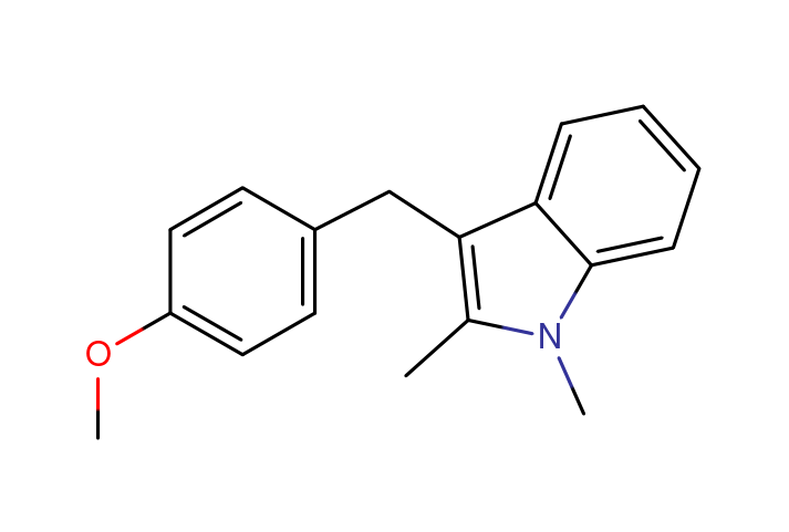 (4-methoxyphenyl)(1,2-dimethyl-3-indolyl)methane structure