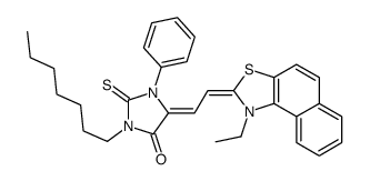 5-[(1-ethylnaphtho[1,2-d]thiazol-2(1H)-ylidene)ethylidene]-3-heptyl-1-phenyl-2-thioxoimidazolidin-4-one结构式