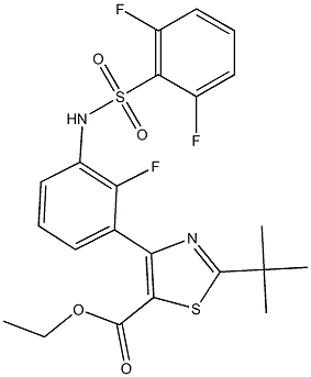 ethyl 2-(tert-butyl)-4-(3-((2,6-difluorophenyl)sulfonamido)-2-fluorophenyl)thiazole-5-carboxylate结构式