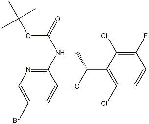 (R)-5-bromo-3-(1-(2,6-dichloro-3-fluorophenyl)ethoxy)-2-tert-butyloxycarbonylaminopyridine Structure