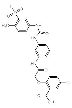 5-chloro-2-[[3-[(3-fluorosulfonyl-4-methyl-phenyl)carbamoylamino]phenyl]carbamoylmethoxy]benzoic acid Structure