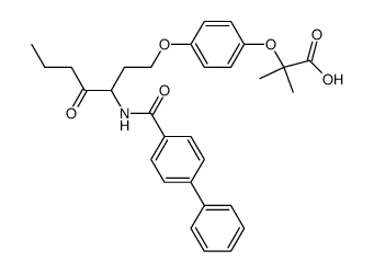 2-(4-{3-[(biphenyl-4-carbonyl)-amino]-4-oxo-heptyloxy}-phenoxy)-2-methyl-propionic acid结构式