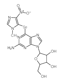 9H-Purine, 2-amino-6-[ (1-methyl-4-nitroimidazol-5-yl)selenyl]-9-.beta.-D-ribo furanosyl- picture