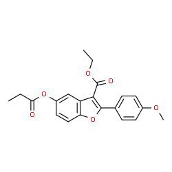 ethyl 2-(4-methoxyphenyl)-5-(propionyloxy)benzofuran-3-carboxylate structure