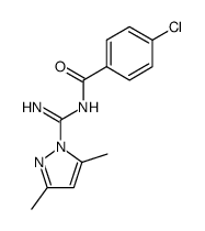 4-chloro-N-((3,5-dimethyl-1H-pyrazol-1-yl)(imino)methyl)benzamide结构式