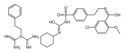 1-carbamimidoyl-1-(2-phenylethyl)guanidine,5-chloro-N-[2-[4-(cyclohexylcarbamoylsulfamoyl)phenyl]ethyl]-2-methoxybenzamide结构式