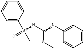 S-Methyl-N-[(methylthio)(phenylimino)methyl]-S-phenylsulfoximide结构式