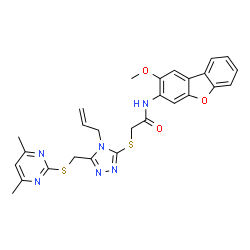 Acetamide, 2-[[5-[[(4,6-dimethyl-2-pyrimidinyl)thio]methyl]-4-(2-propenyl)-4H-1,2,4-triazol-3-yl]thio]-N-(2-methoxy-3-dibenzofuranyl)- (9CI) structure