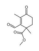 Methyl 1,3-Dimethyl-2-formyl-4-oxocyclohex-2-enyl-1-carboxylat结构式
