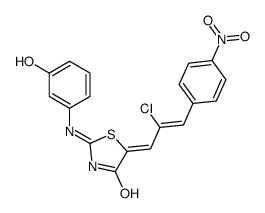 (5E)-5-[(Z)-2-chloro-3-(4-nitrophenyl)prop-2-enylidene]-2-(3-hydroxyanilino)-1,3-thiazol-4-one结构式