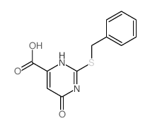 2-(benzylthio)-6-hydroxy-4-pyrimidinecarboxylic acid structure