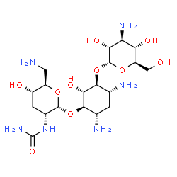 4-O-[6-Amino-2-[(aminocarbonyl)amino]-2,3,6-trideoxy-α-D-ribo-hexopyranosyl]-6-O-(3-amino-3-deoxy-α-D-glucopyranosyl)-2-deoxy-D-streptamine structure