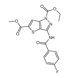 1-ethyl 5-methyl 3-[(4-fluorobenzoyl)amino]-1H-thieno[3,2-c]pyrazole-1,5-dicarboxylate结构式