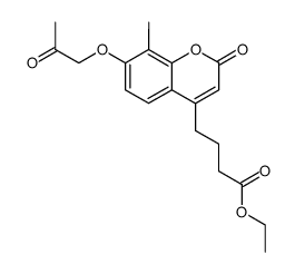 ethyl 4-(8-methyl-2-oxo-7-(2-oxopropoxy)-2H-chromen-4-yl)butanoate结构式