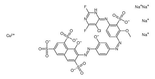 copper,tetrasodium,7-[[4-[[4-[(5-chloro-2,6-difluoropyrimidin-4-yl)amino]-2-methoxy-3-sulfonatophenyl]diazenyl]-2-oxidophenyl]diazenyl]-8-oxidonaphthalene-1,3,6-trisulfonate Structure