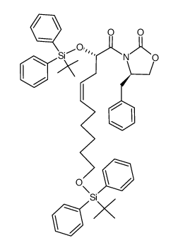 (R)-4-benzyl-3-((S,Z)-2,10-bis((tert-butyldiphenylsilyl)oxy)dec-4-enoyl)oxazolidin-2-one结构式