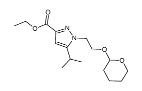 5-isopropyl-1-[2-(tetrahydro-pyran-2-yloxy)-ethyl]-1H-pyrazole-3-carboxylic acid ethyl ester结构式