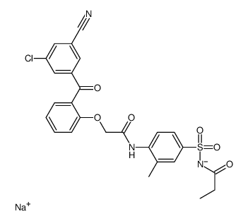 sodium,[4-[[2-[2-(3-chloro-5-cyanobenzoyl)phenoxy]acetyl]amino]-3-methylphenyl]sulfonyl-propanoylazanide结构式