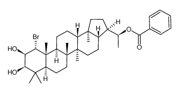 (S)-1-((3R,3aS,5aR,5bR,7aS,9R,10R,11R,11aR,11bS,13aR,13bS)-11-bromo-9,10-dihydroxy-5a,5b,8,8,11a,13b-hexamethylicosahydro-1H-cyclopenta[a]chrysen-3-yl)ethyl benzoate结构式