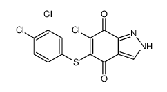 6-chloro-5-(3,4-dichlorophenyl)sulfanyl-1H-indazole-4,7-dione结构式