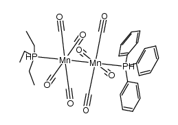 Mn2(CO)8(triethylphosphine)(triphenylphosphine)结构式