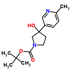 2-Methyl-2-propanyl 3-hydroxy-3-(6-methyl-3-pyridinyl)-1-pyrrolidinecarboxylate Structure