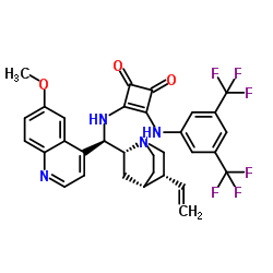 3-[[3,5-bis(trifluoromethyl)phenyl]amino]-4-[[(9R)-6'-Methoxycinchonan-9-yl]amino]- 3-Cyclobutene-1,2-dione structure