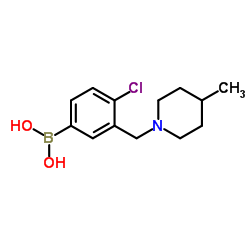 (4-氯-3-((4-甲基哌啶-1-基)甲基)苯基)硼酸结构式