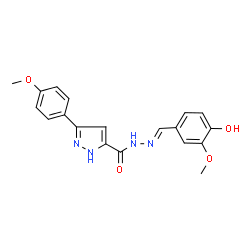 (E)-N-(4-hydroxy-3-methoxybenzylidene)-3-(4-methoxyphenyl)-1H-pyrazole-5-carbohydrazide结构式