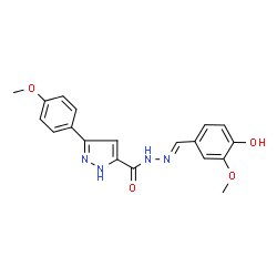 (E)-N-(4-hydroxy-3-methoxybenzylidene)-3-(4-methoxyphenyl)-1H-pyrazole-5-carbohydrazide structure